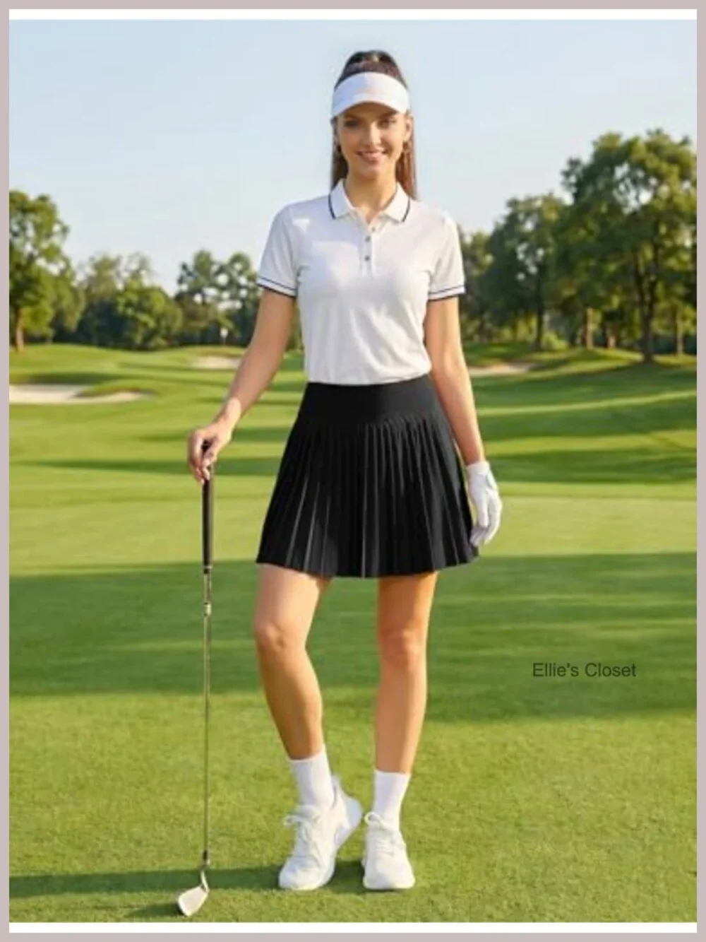 High Waisted Pleated Tennis Skort with Pockets Lightweight Athletic Golf Skirt